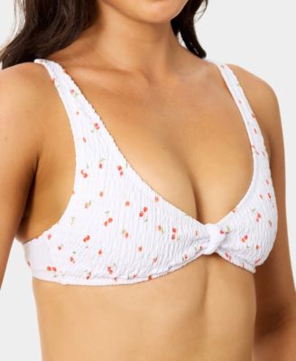 Women's Mini Cherry Smocked Knot Swim Bralette