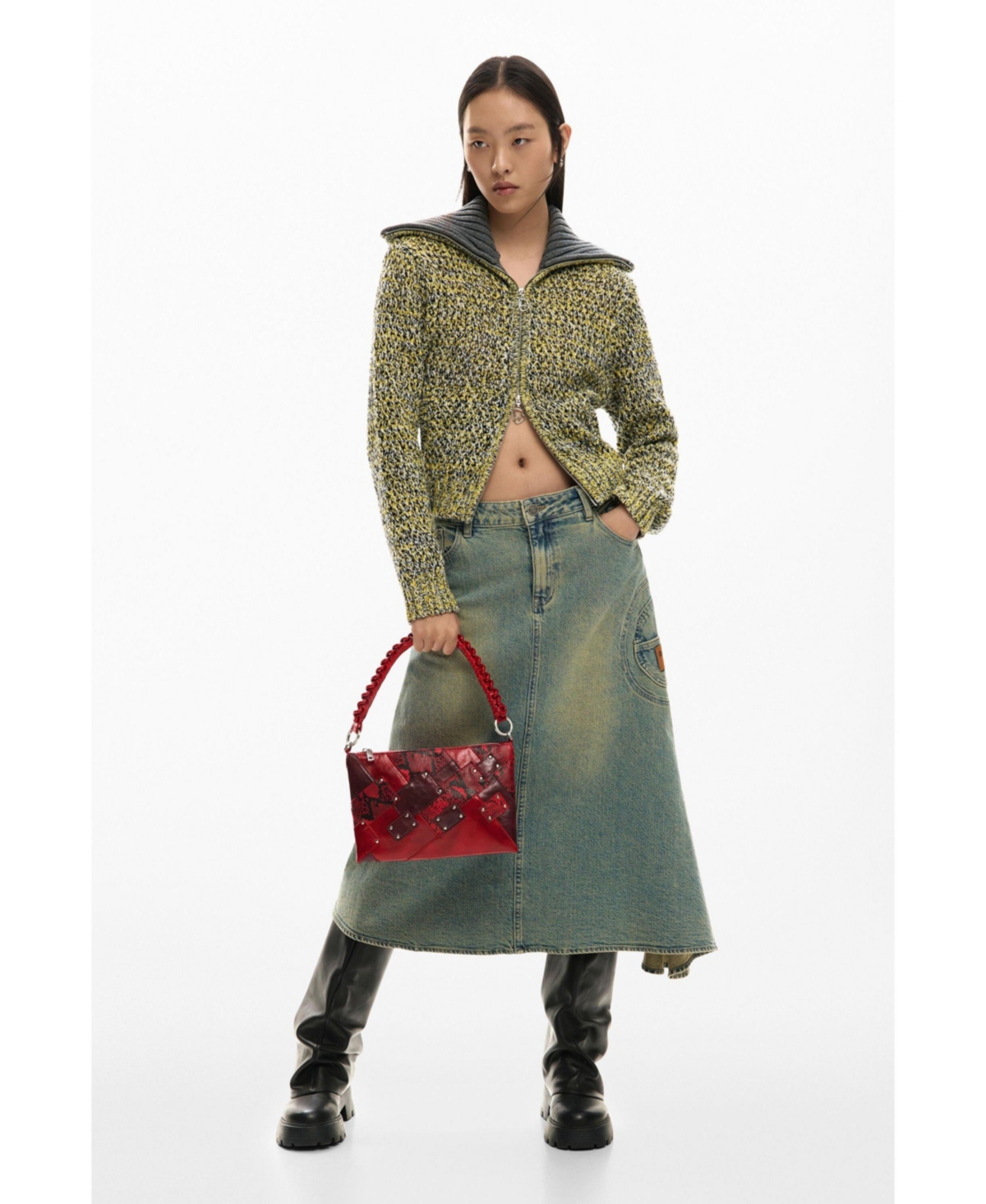 Desigual Women's Medium square snake bag