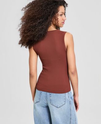 Women's Ribbed Seamless Square-Neck Tank Top