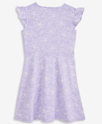Girls' 5-20 Cotton Hibiscus-Print Flutter-Sleeve Dress