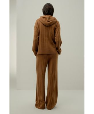 Women's Ribbed Hooded Knit Top