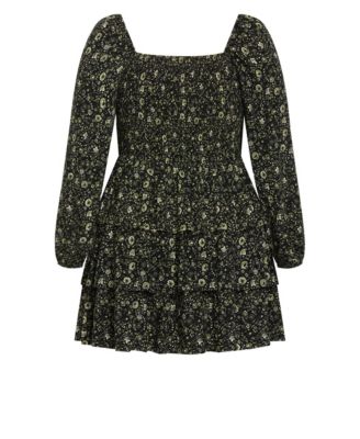 Plus Size Dahlia Print Mini Dress