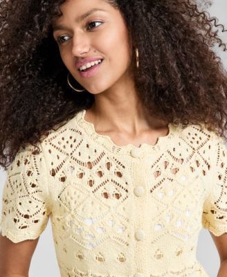 Women's Pointelle Button Front Cardigan