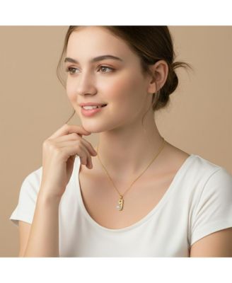Kids/Teens Personalized 14K Gold Plated Initial Pearl Pendant Necklace