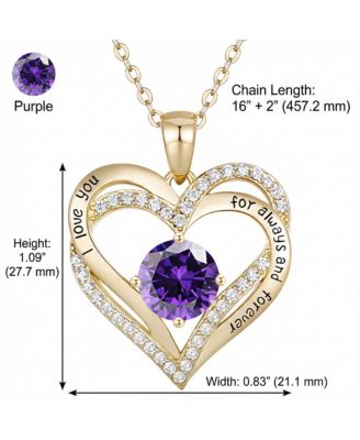 14K Gold Plated Heart ''I Love You'' Pendant with Colored Cubic Zirconia