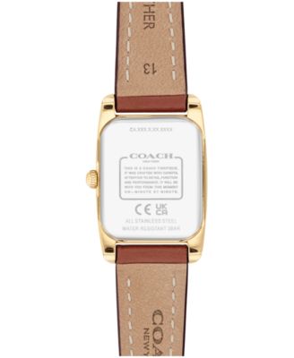 Women's Reese Saddle Leather Strap Watch, 20x30mm