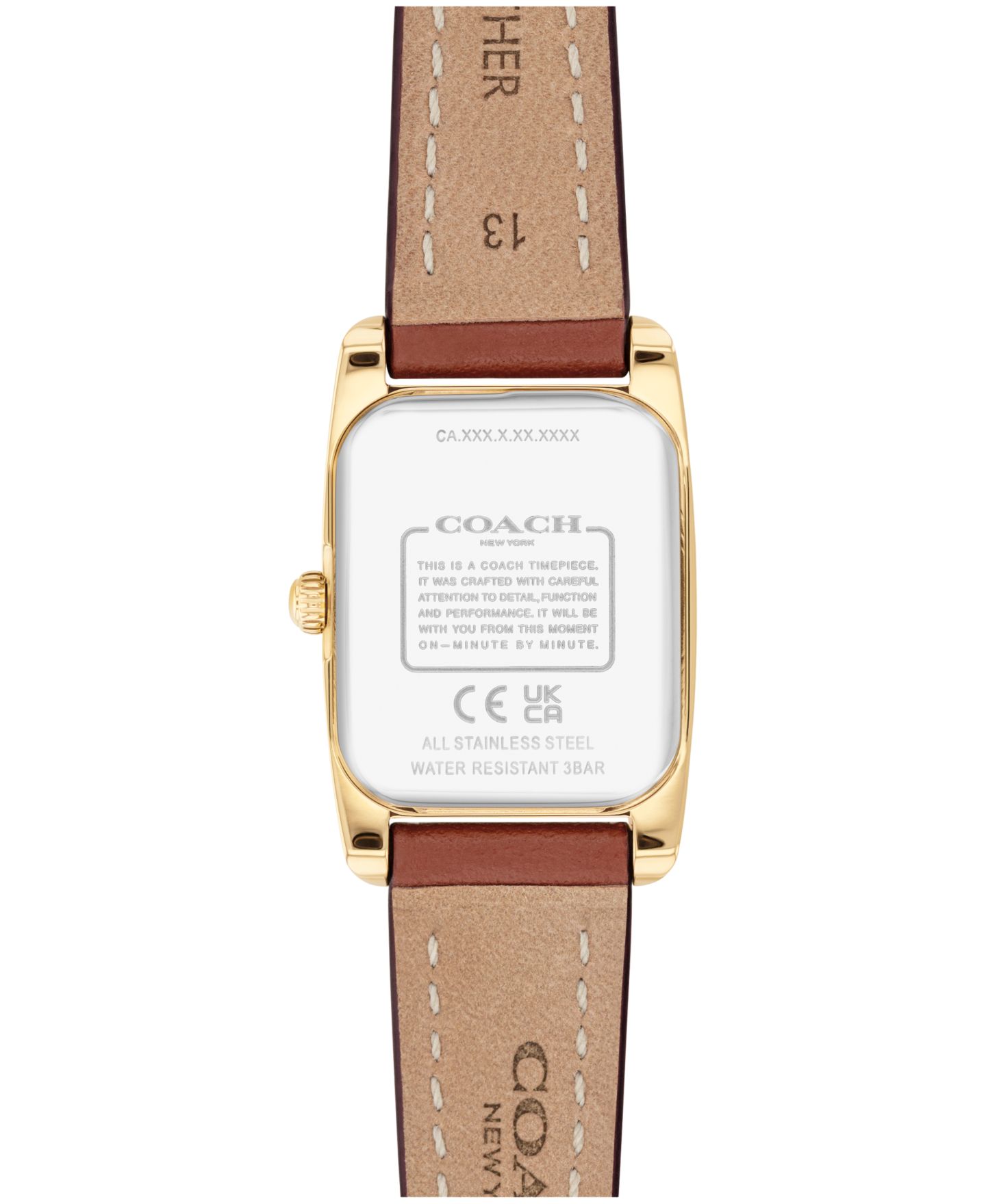 Женские часы COACH Reese Saddle Leather Strap Watch, 20x30mm — фото 2