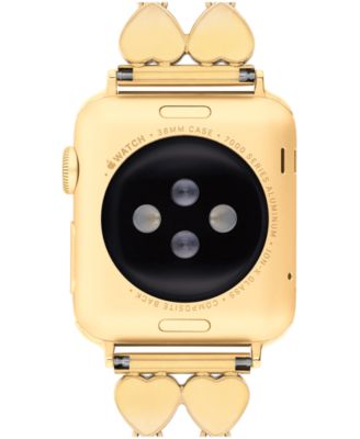 Women's Gold Tone Stainless Steel With Crystals Heart Apple Watch, Strap 38mm, 40mm, 41mm