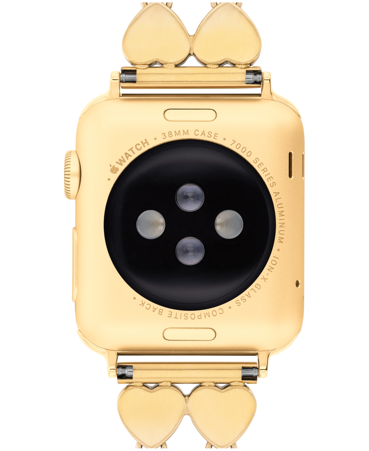 Coach Women's Gold Tone Stainless Steel With Crystals Heart Apple Watch, Strap 38mm, 40mm, 41mm