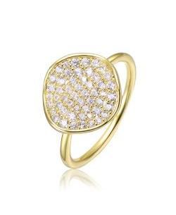 Women's 14K Gold Plated CZ Paved Square Shaped Cocktail Ring