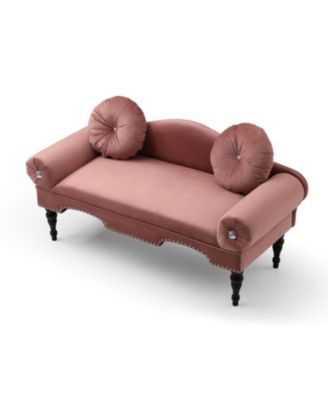 Modern Velvet Loveseat with Nailhead Trim & 2 Pillows