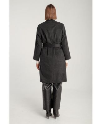 Women's Cashmere Belted Lapel Coat