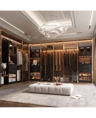 5FT Closet Organizer with Drawers, Hanging Rod, Reversible Shelves, and Cabinet