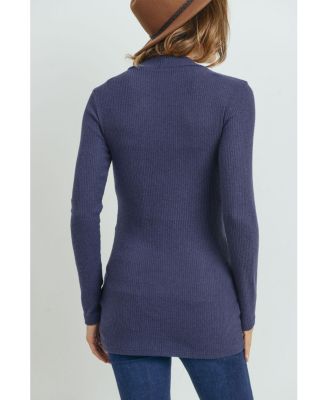 Maternity Mock Neck Long Sleeve Ribbed Top