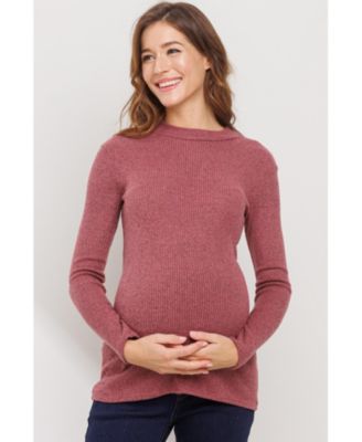 Maternity Mock Neck Long Sleeve Ribbed Top