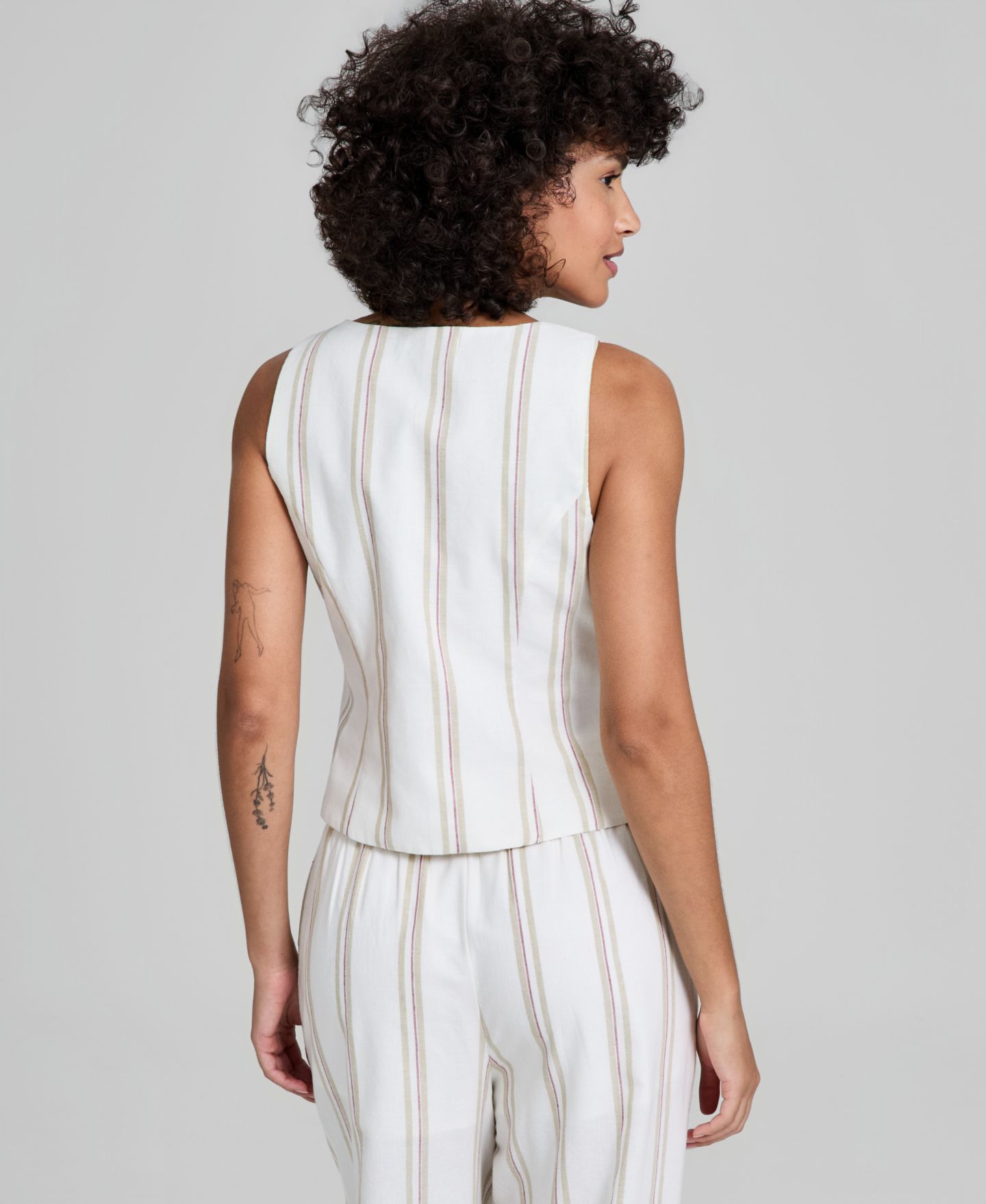 Женский жилет And Now This Square-Neck Striped, цвет: Кремовый комбинированный — фото 3