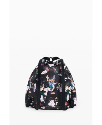 Women's Medium braided backpack with flowers