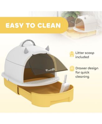 Cat Litter Box, Cove Kitty Litter Box with Lid, Scoop,