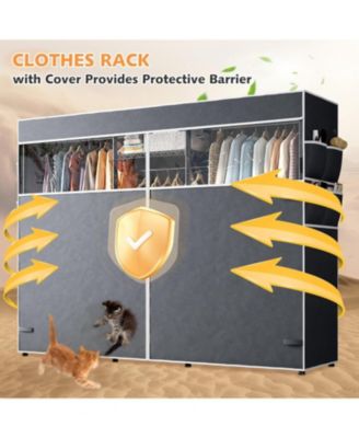 Clothes Rack with Cover,Clothing Racks for Hanging Clothes,Portable Closet, Adjustable,Metal,Max Load 900lbs