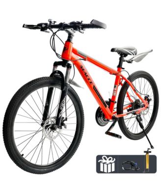 26-Inch 27-Speed Mountain Bike for Adults with Dual Disc Brakes & High-Carbon Steel Frame, Suspension Fork