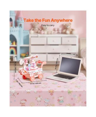 Ice Cream Cart for Kids, 27 PCS Accessories, Pretend Play Store with Storage Trolley with Pretend Money