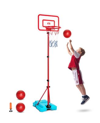 Kids Adjustable Basketball Hoop Set with Height Adjustment and Indoor Outdoor Play Accessories