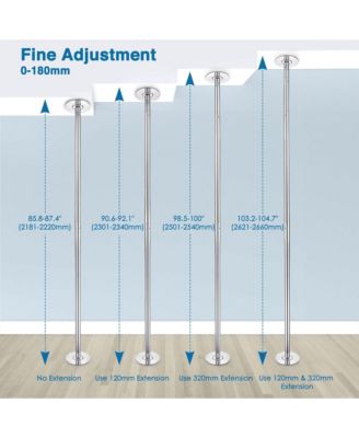 3 Pack 9.25 FT Spinning Static Dancing Pole Kit for Fitness Studio Club Silver