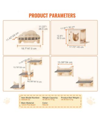 5-Piece Wall-Mounted Cat Shelf & Perch Set, Holds up to 40 lbs