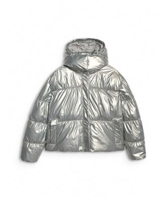 Women's down jacket with synthetic filling - silver