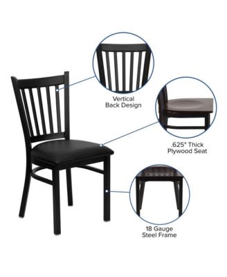Vertical Back Metal Restaurant Dining Chair