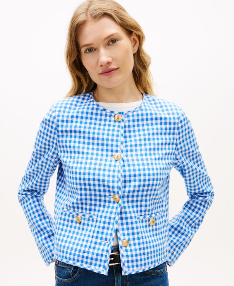Женские куртки Tommy Hilfiger Women's Gingham Crewneck Lady Jacket