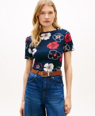 Women's Ribbed Boxy Crew Neck T-Shirt