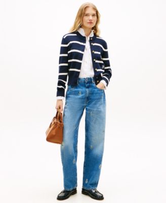 Women's Monogram Script Striped Cardigan