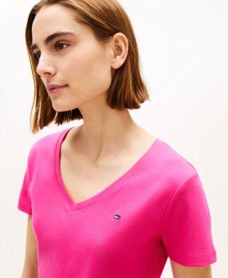 Women's Rib Slim V-Neck Short-Sleeve T-Shirt