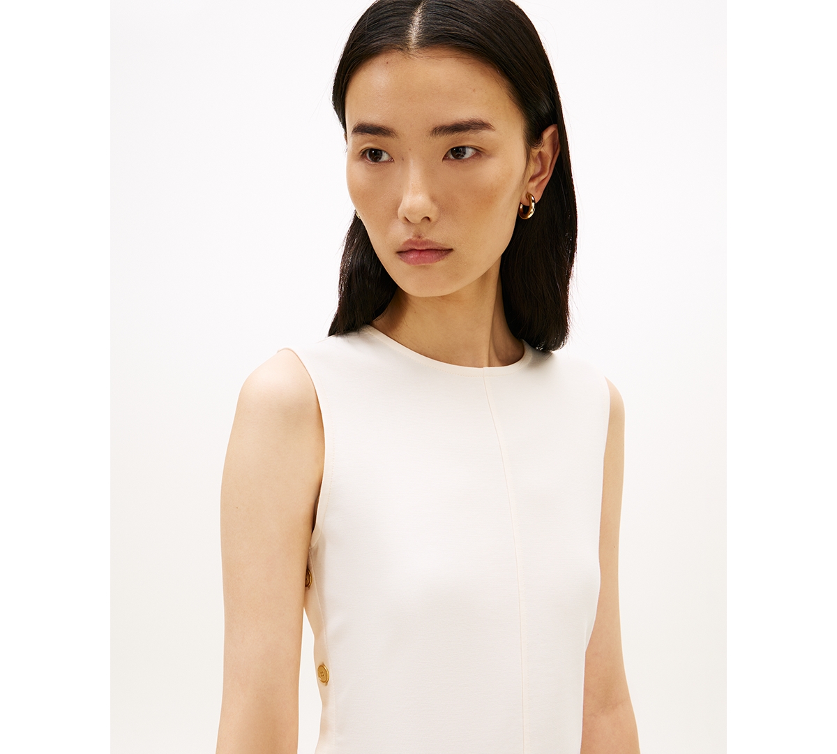 Tommy Hilfiger Women's Gold-Tone Button Midi Dress