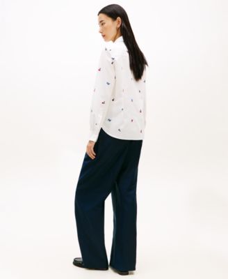 Women's Printed Roll-Tab Collared Shirt