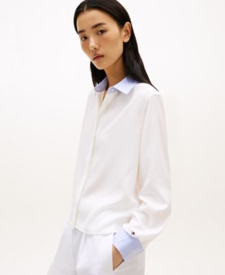 Women's Fluid Preppy Mix Long-Sleeve Shirt