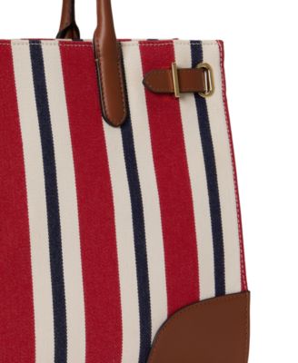 Striped Canvas Small Devyn Tote Bag