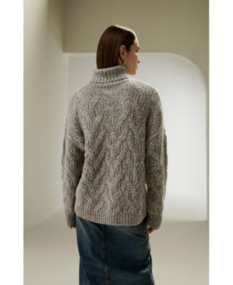 Women's Cable-Knit Cashmere Turtleneck Sweater