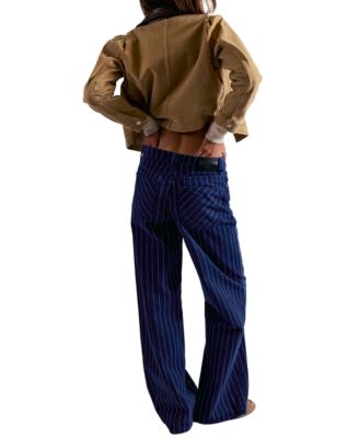Juniors' Striped Mid-Rise Jeans