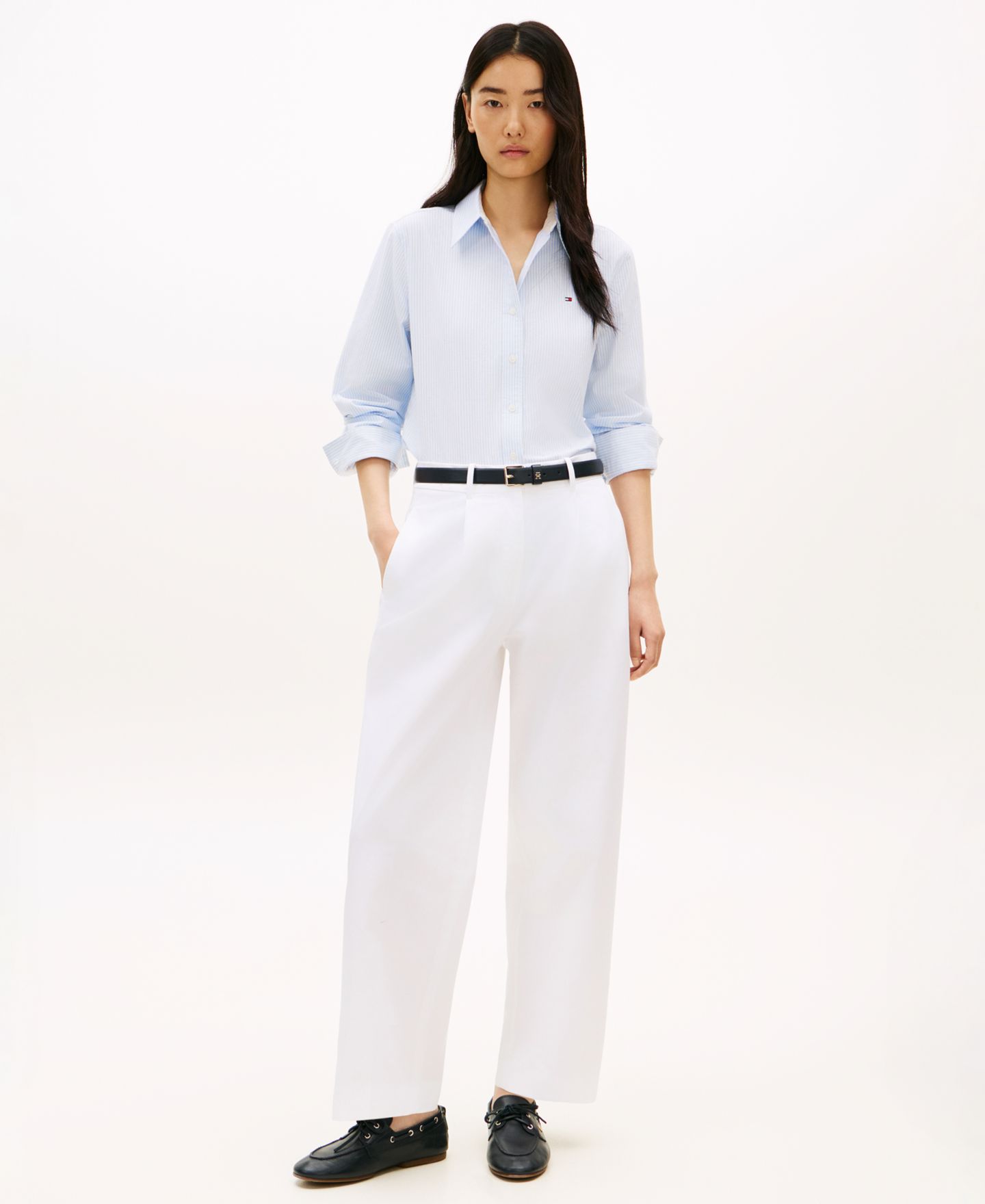 Женская рубашка Tommy Hilfiger Long-Sleeve Oxford, цвет: Синий — фото 2