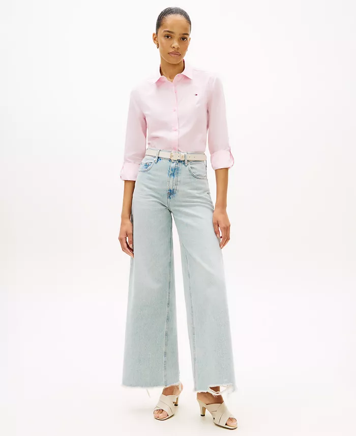 Women's Classic Poplin Roll-Tab Long-Sleeve Shirt - thumbnail 6