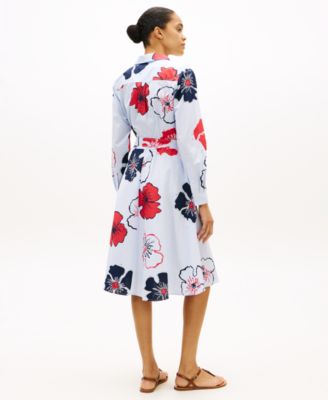 Women's Classic Poplin Long-Sleeve Shirt Dress