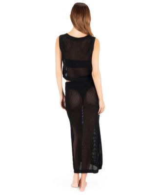 Women's Scoop Neck Embroidered Crochet Jacquard Swim Tank Top