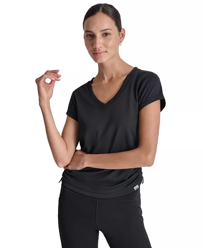 Women's Ruched Side Seams V-Neck Tech T-Shirt - thumbnail 6