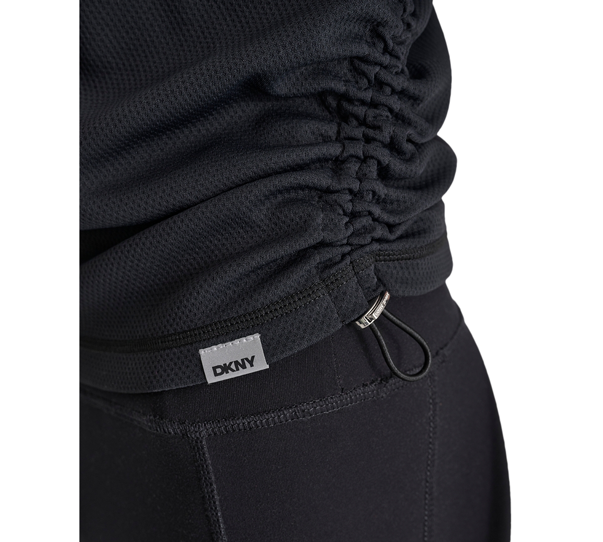 Dkny Sport Women's Ruched Side Seams V-Neck Tech T-Shirt