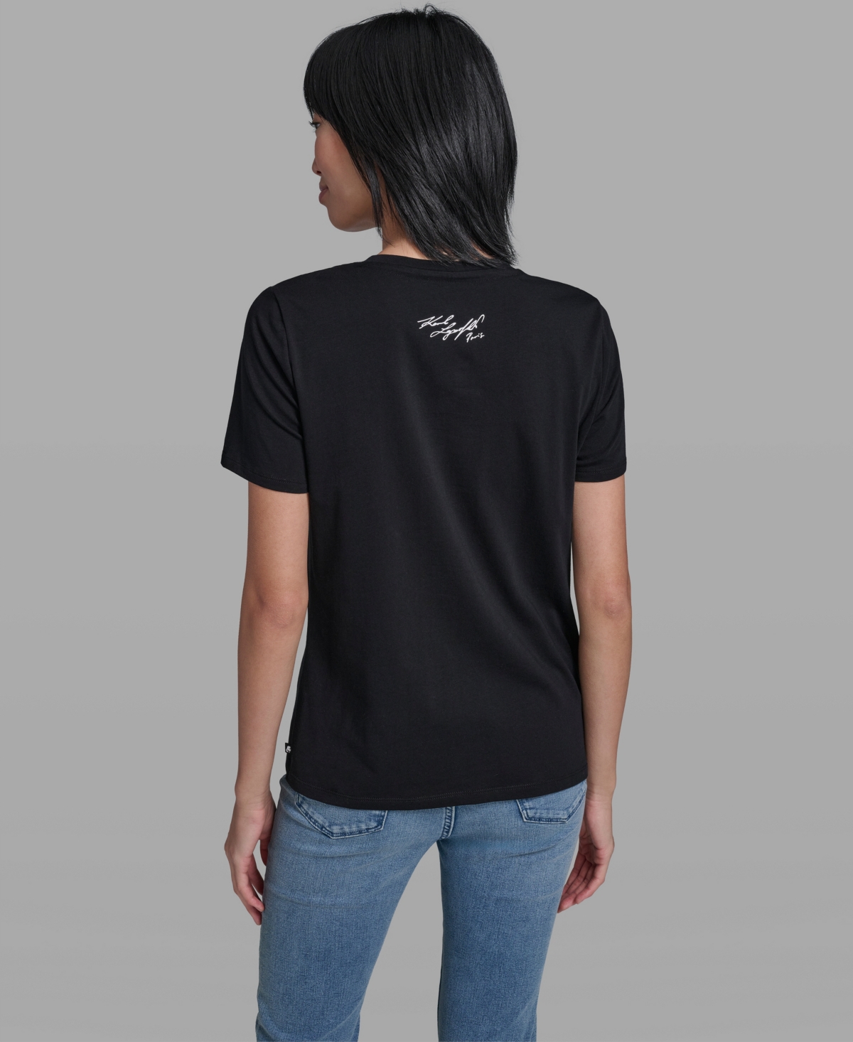 Karl Lagerfeld Paris Women's Crewneck Multi Jeweled Sunglass T-Shirt