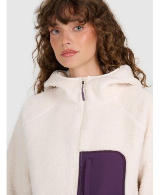 Women's regular sherpa fleece with hood - white