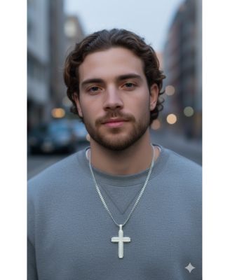 Stainless Steel, CZ Cross Necklace