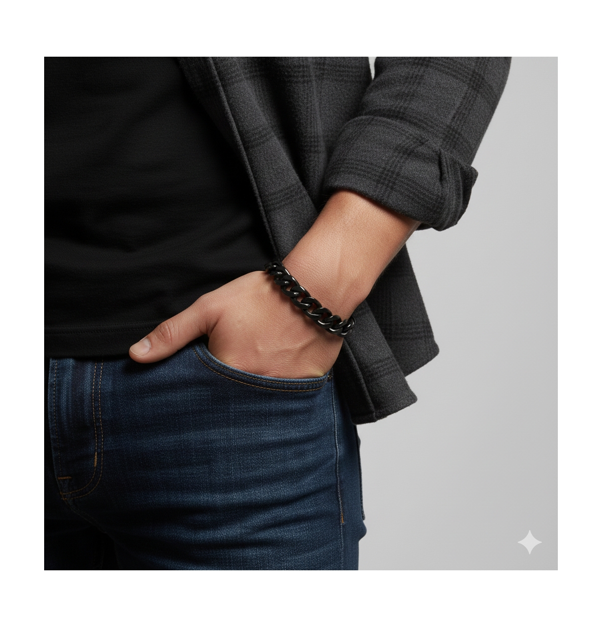 Stainless Steel, Cuban Link Bracelet - Black Plated